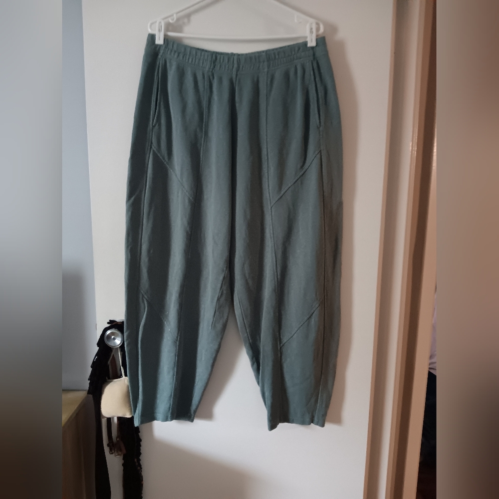 ISCHIKO Sage Green Lantern Leg cotton pants 3 XL